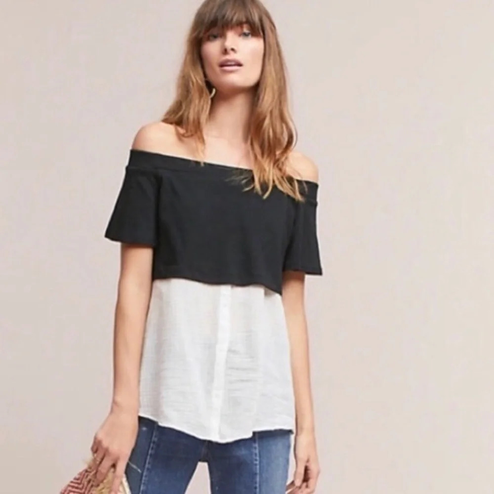 Anthropologie Layered Off-The-Shoulder Tunic